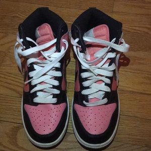 Pink and Black Nike High-Tops Size 9 WORN TWICE